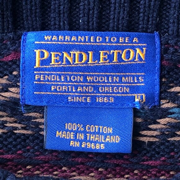 Vtg Y2K Pendleton Cotton Sweater Jumper Mens L Gorpcore Grandpa Trail Preppy - Picture 6 of 7